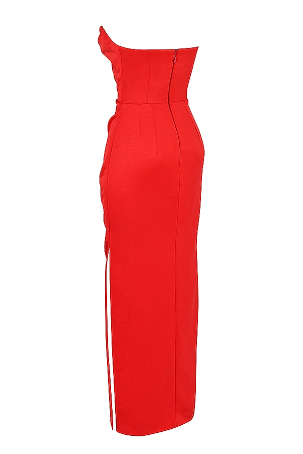 Adrienne  Scarlet Satin Strapless Gown — image 13