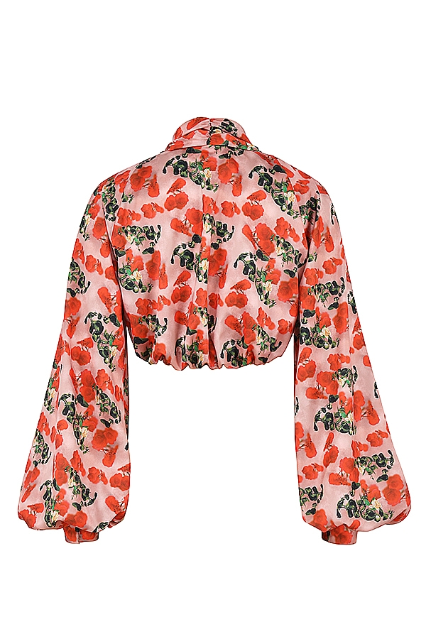 Monica  Rose Print Satin Plunge Top — image 13