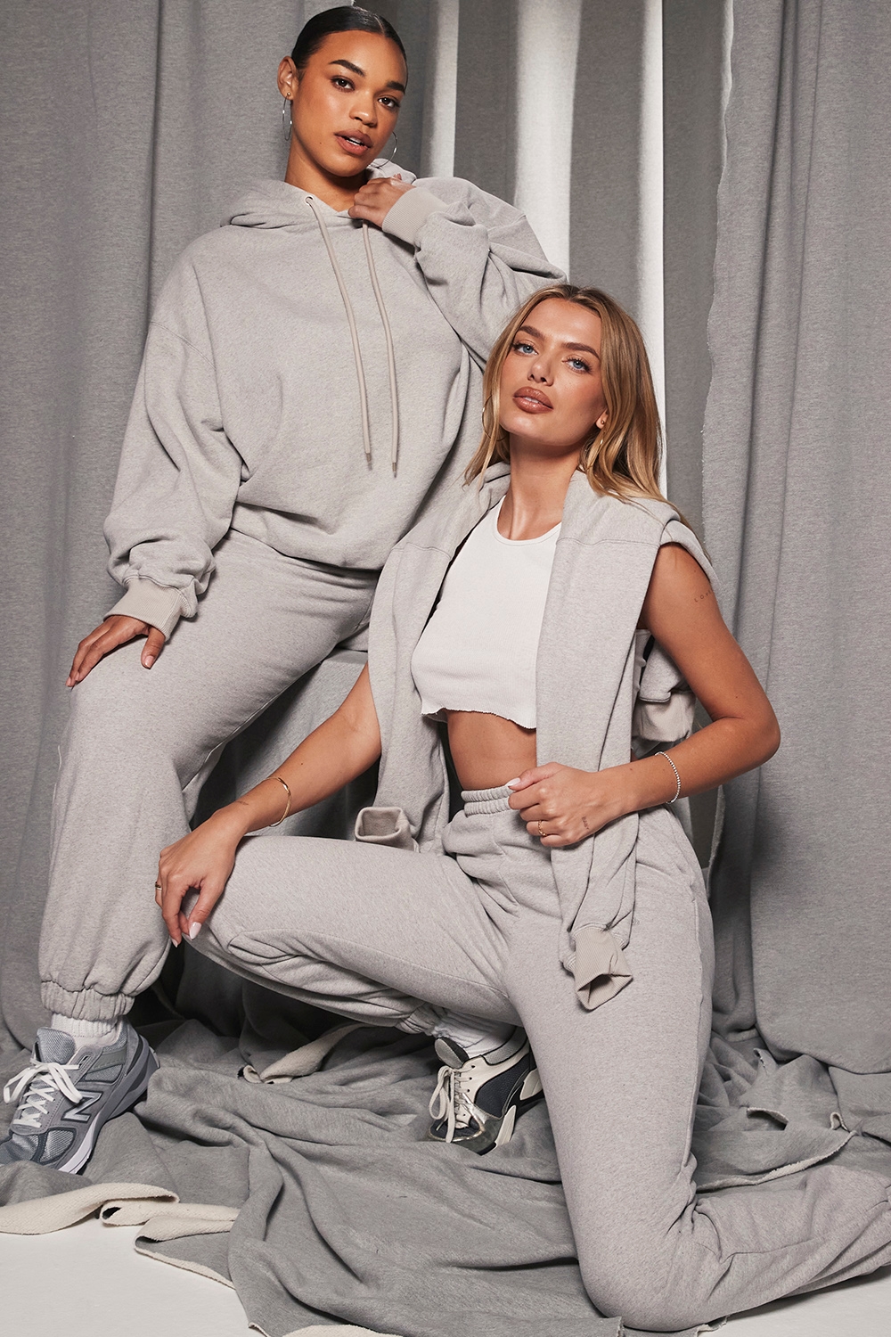 Sky  Light Grey Fleece Back Jogging Trousers — image 12