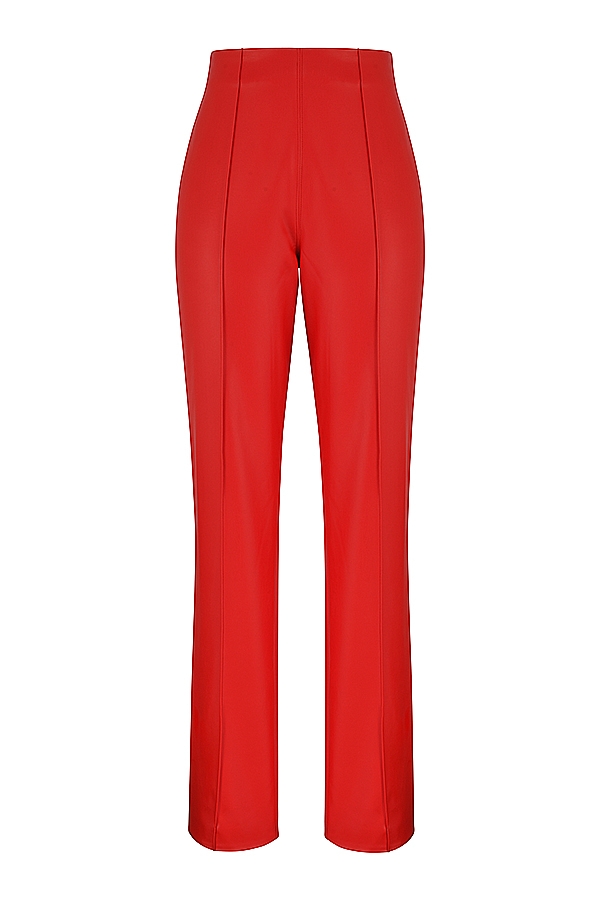 Elenaora  Scarlet Vegan Leather Trousers — image 10