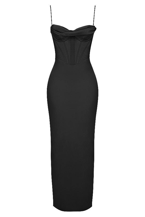 Charmaine  Black Corset Maxi Dress — image 11