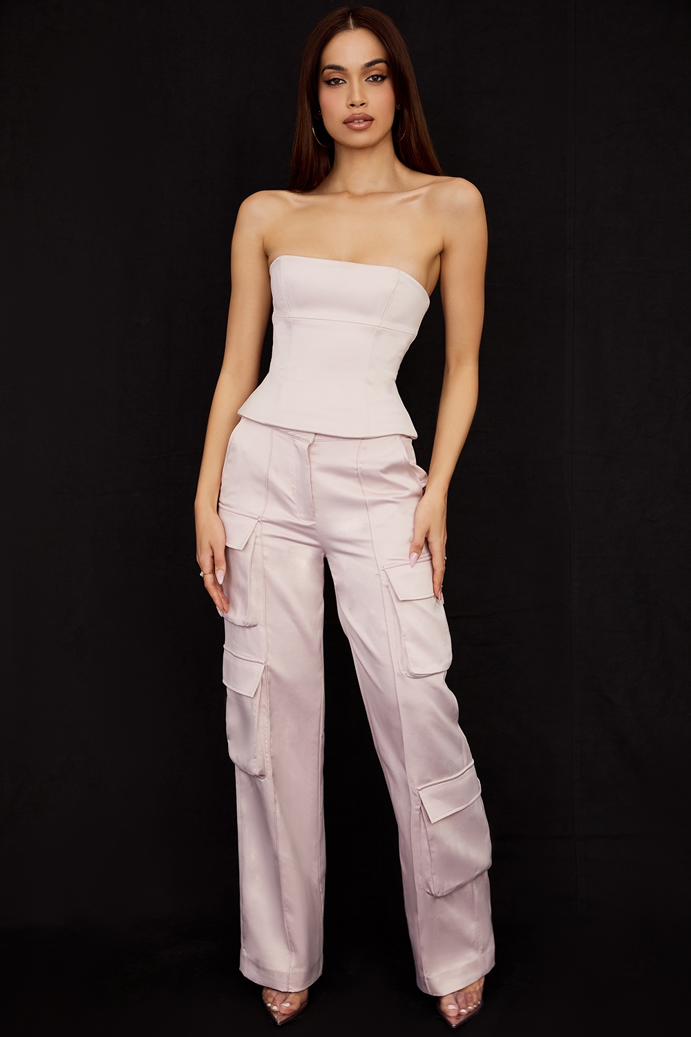 Daria  Crystal Satin Straight Leg Cargo Trousers — image 6