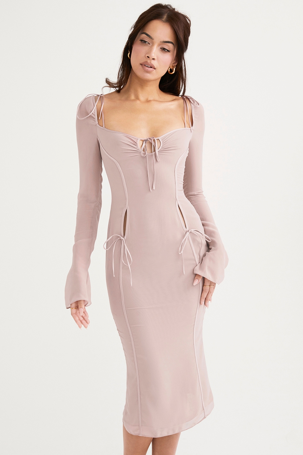 Ophelia Crystal Cutout Midi Dress