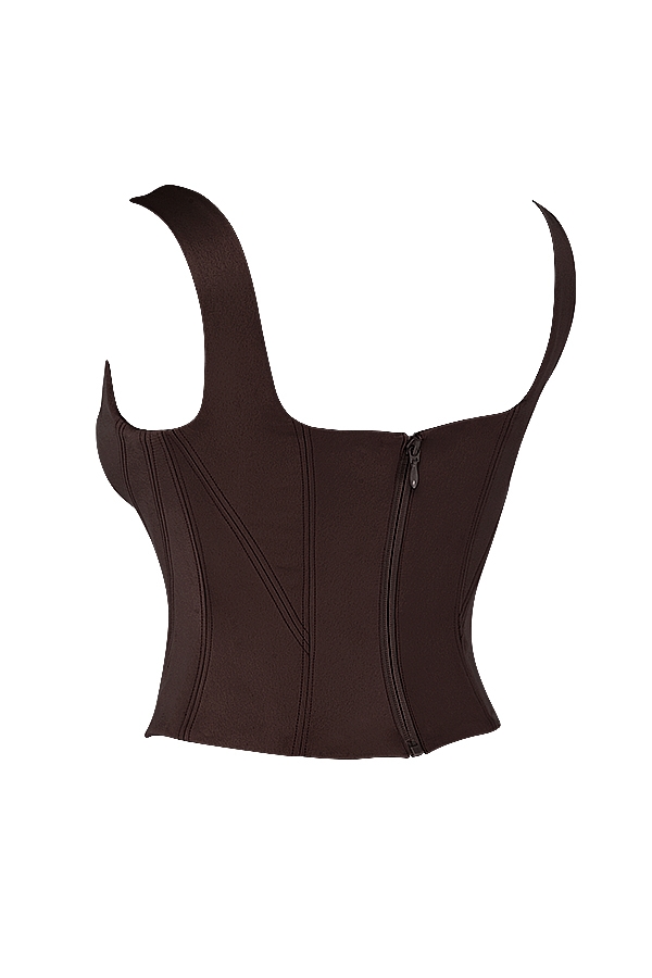 Rafa  Chocolate Satin Longline Corset — image 13