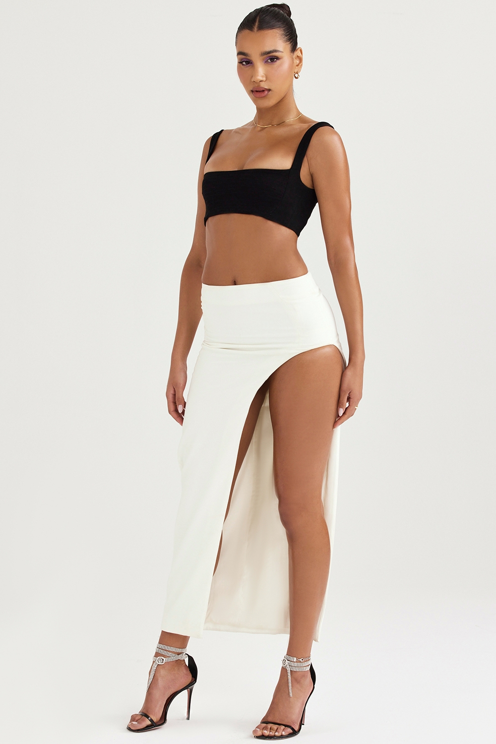 Francesca  Ivory Thigh Split Midi Skirt — image 6