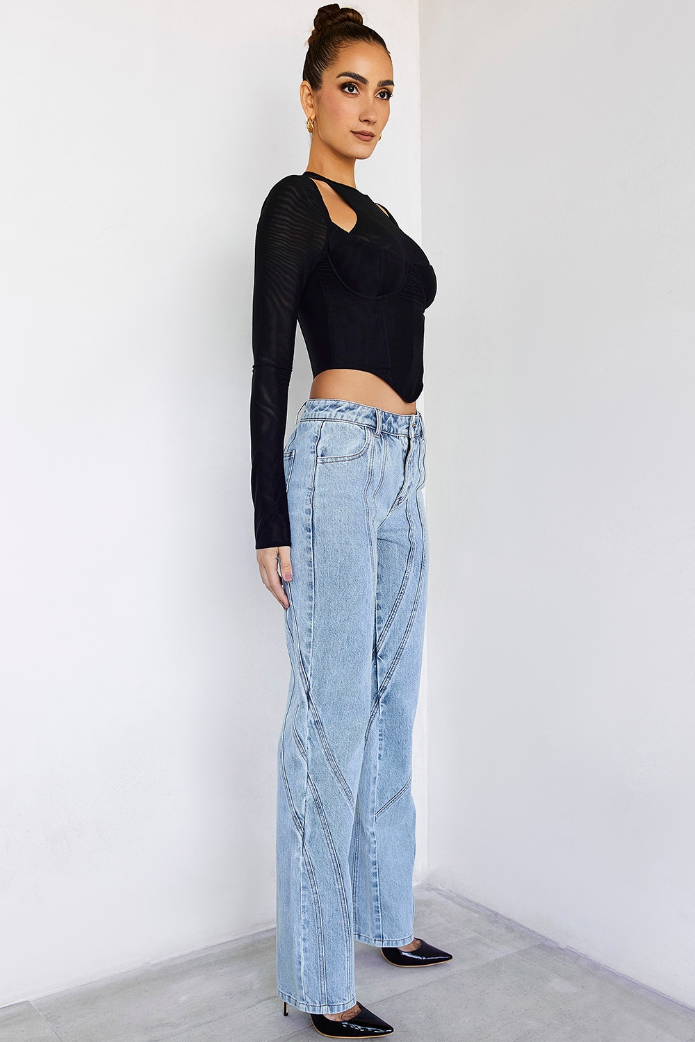 Rhythm Mistress Rocks  Stonewash Twisted Seam Jeans - SALE — image 4