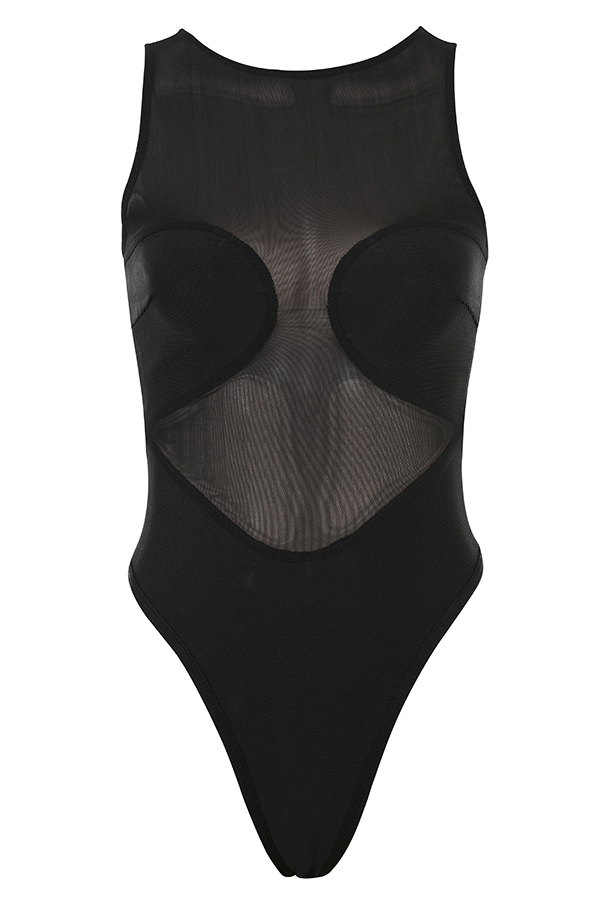 Chiara  Black Sleeveless Bandage Bodysuit — image 9
