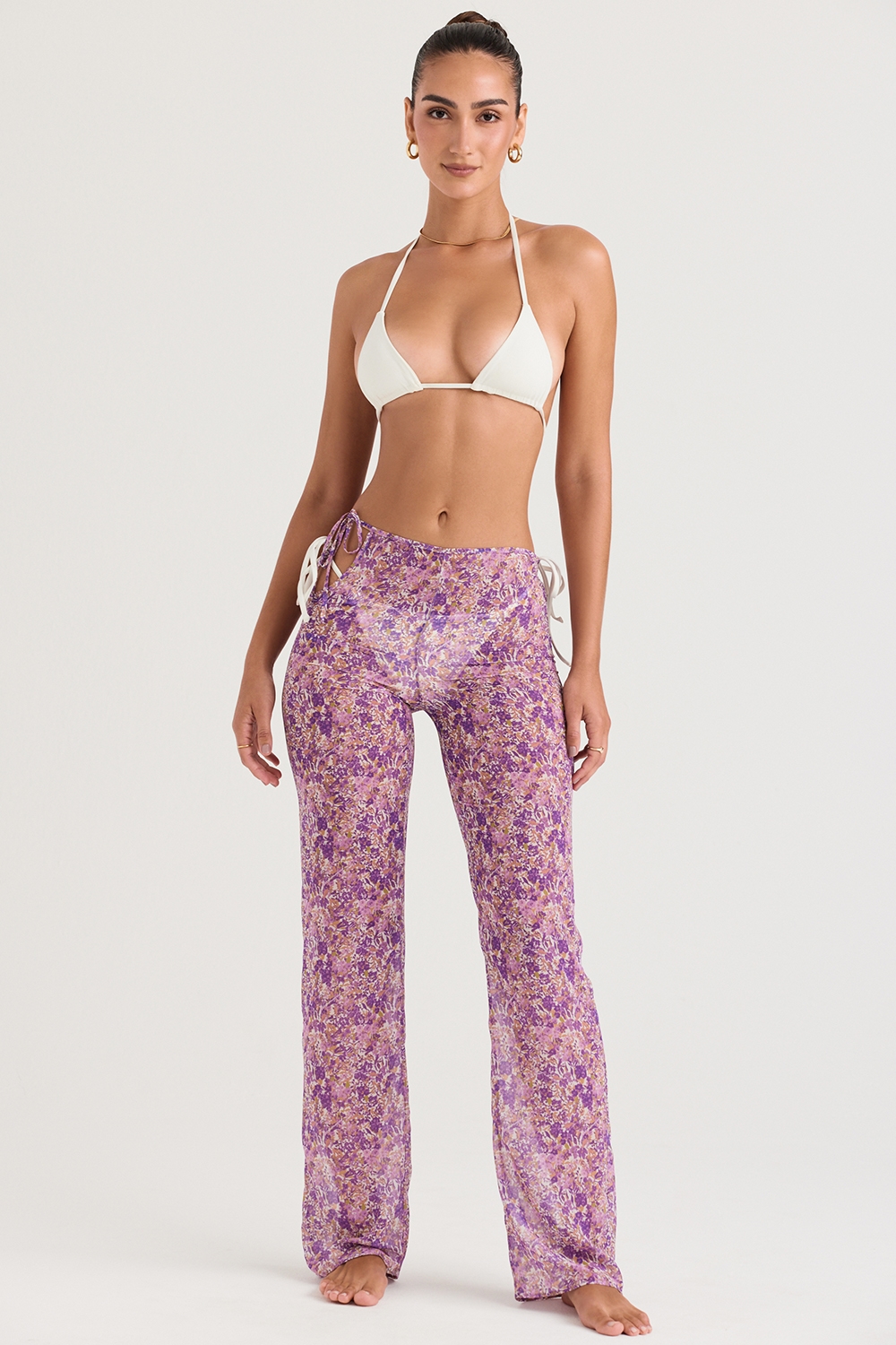 Keala  Violet Floral Cutout Trousers — image 3