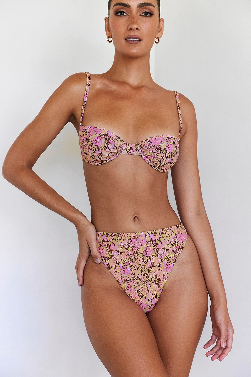 Mykonos  Olive Floral High Waist Bikini Bottom — image 10