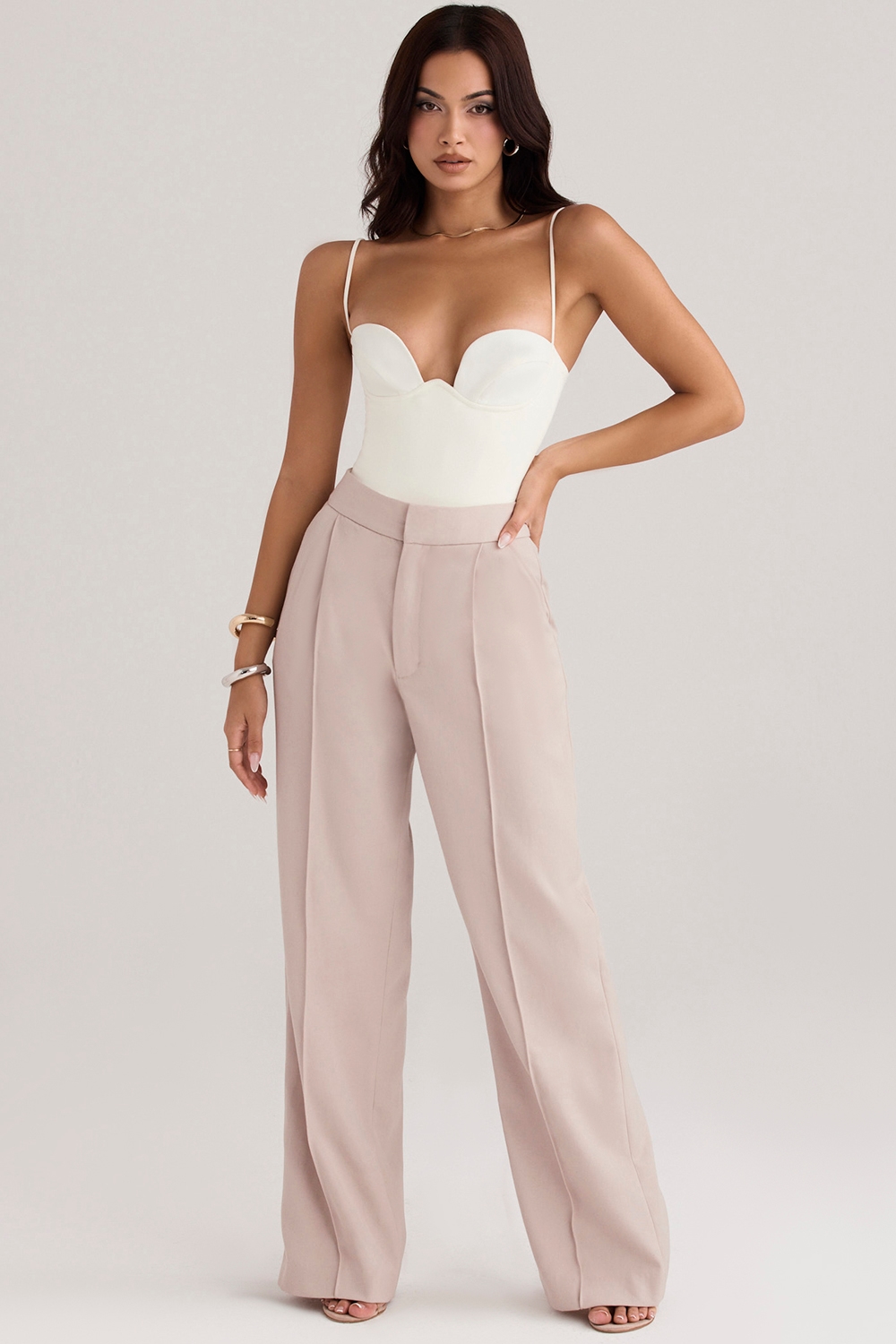 Alivia  Beige Loose Fit Trousers — image 5