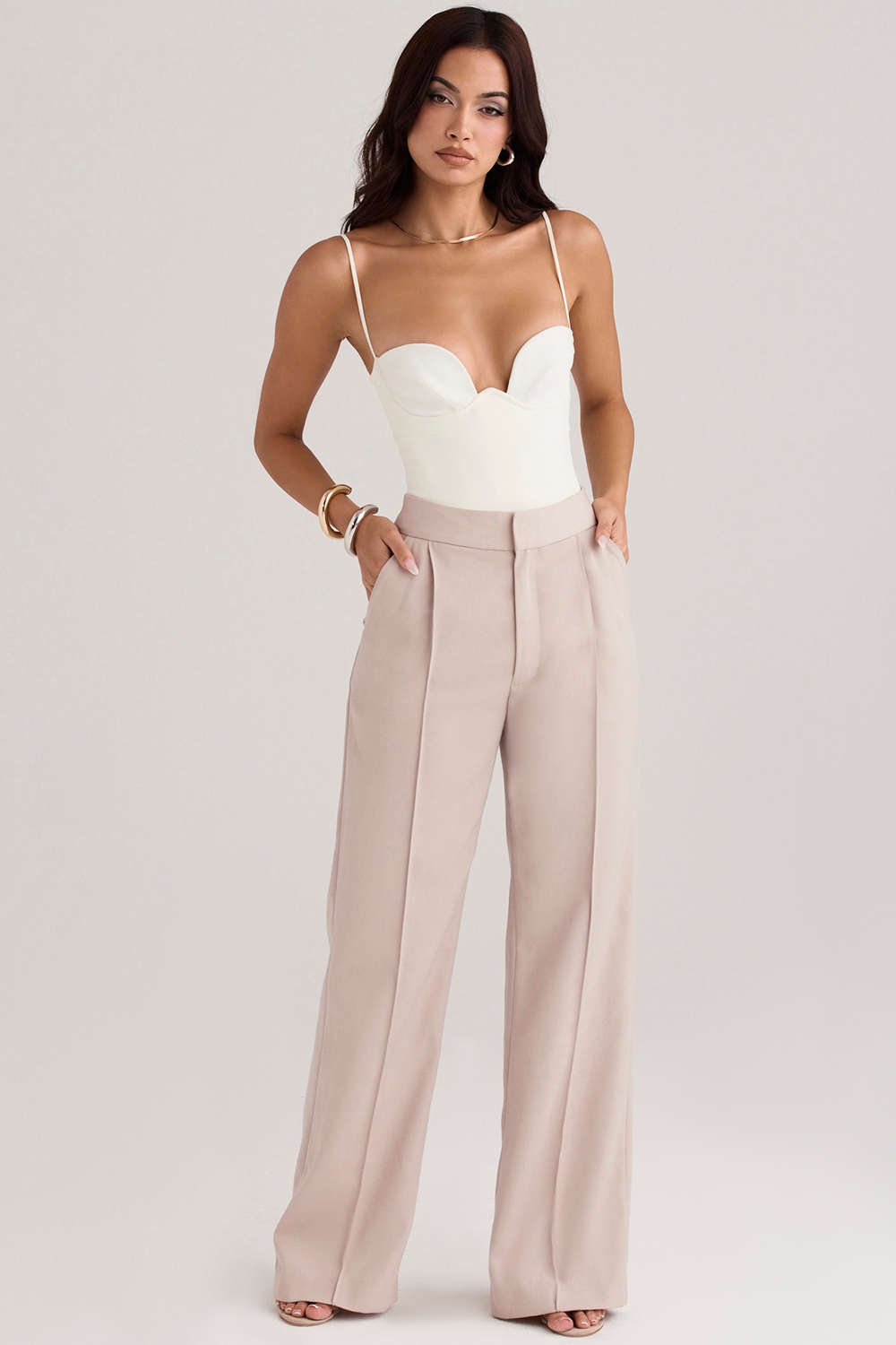 Alivia  Beige Loose Fit Trousers — image 6