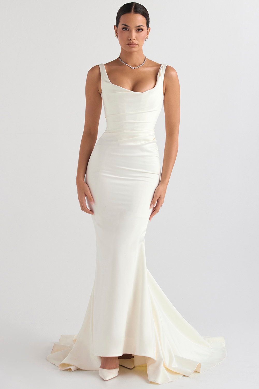 Emilie  Off White Satin Mermaid Bridal Gown — image 3