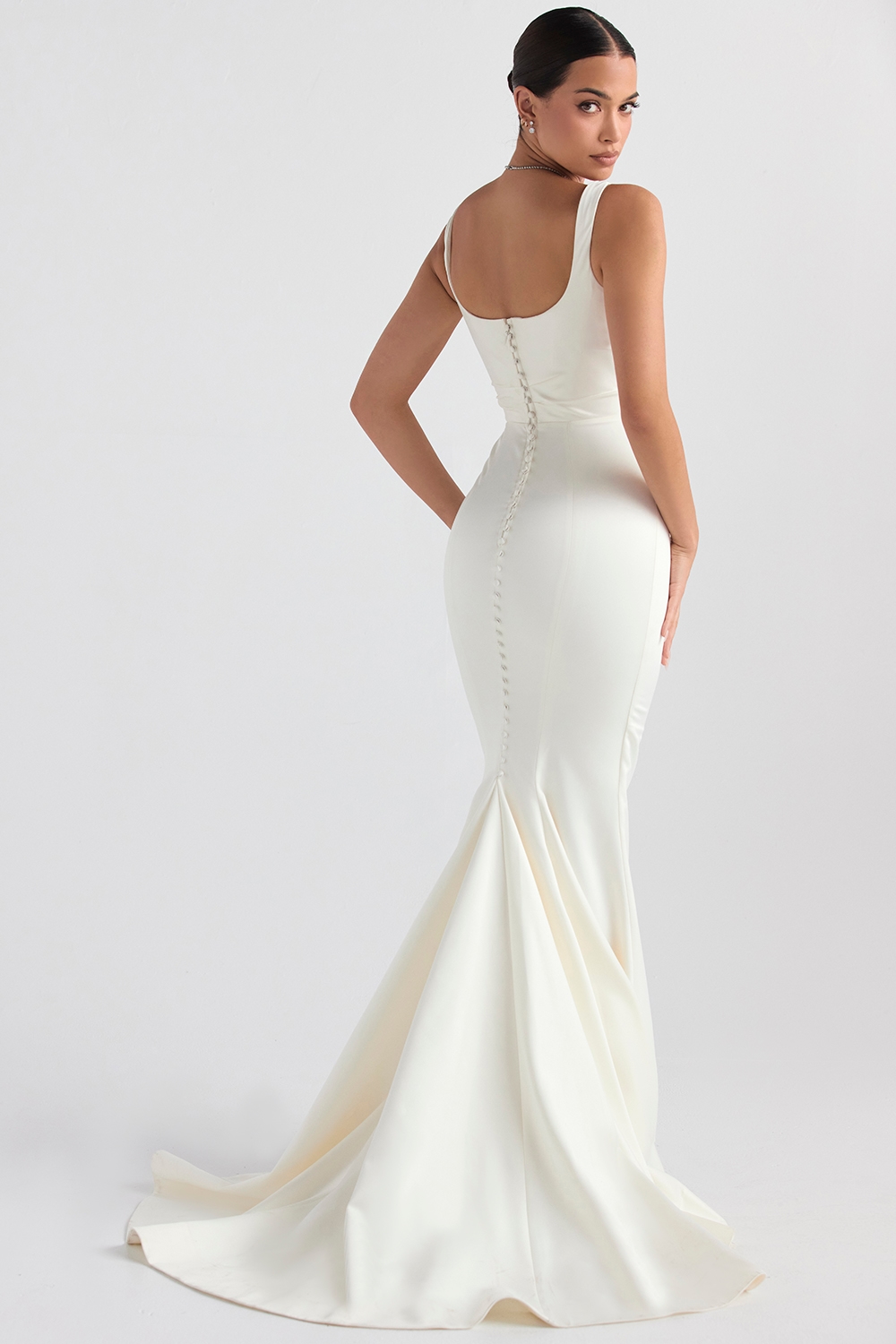 Emilie  Off White Satin Mermaid Bridal Gown — image 11