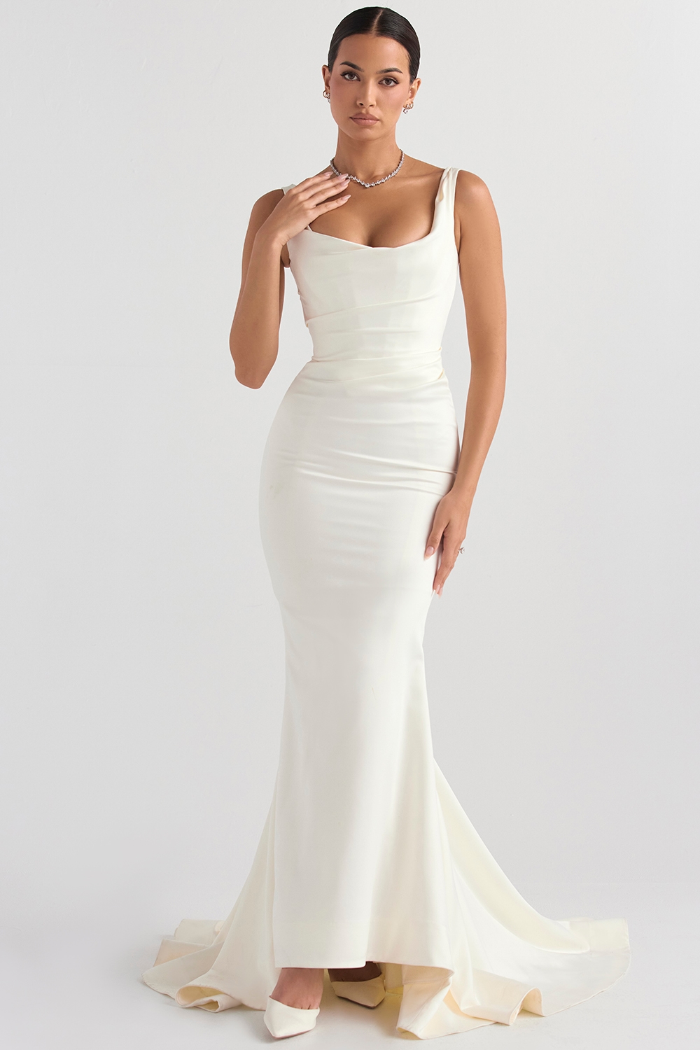 Emilie  Off White Satin Mermaid Bridal Gown — image 2