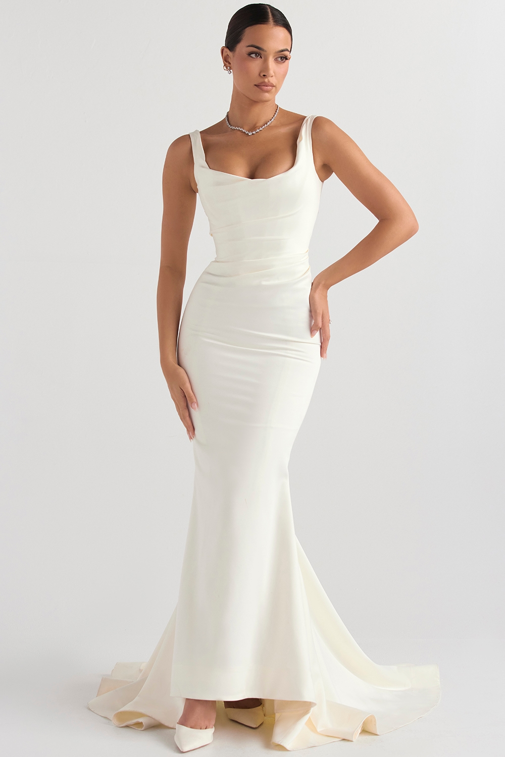 Emilie  Off White Satin Mermaid Bridal Gown — image 5