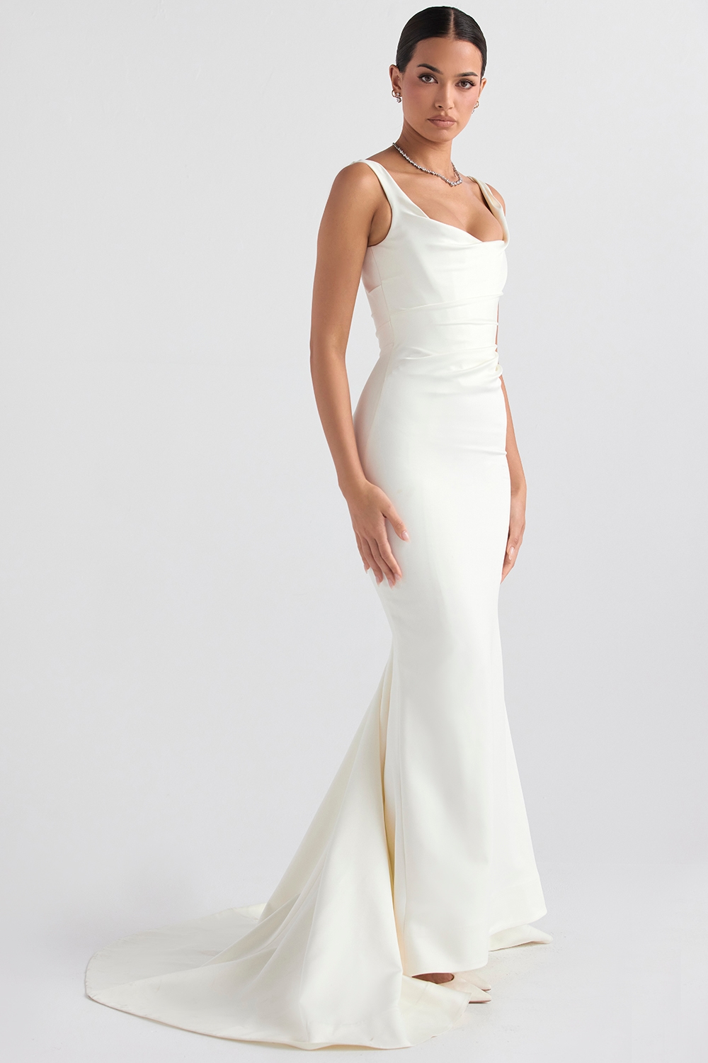 Emilie  Off White Satin Mermaid Bridal Gown — image 9