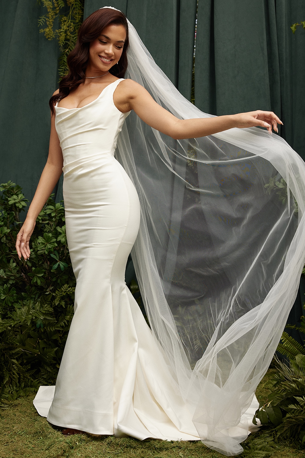 Emilie  Off White Satin Mermaid Bridal Gown — image 16