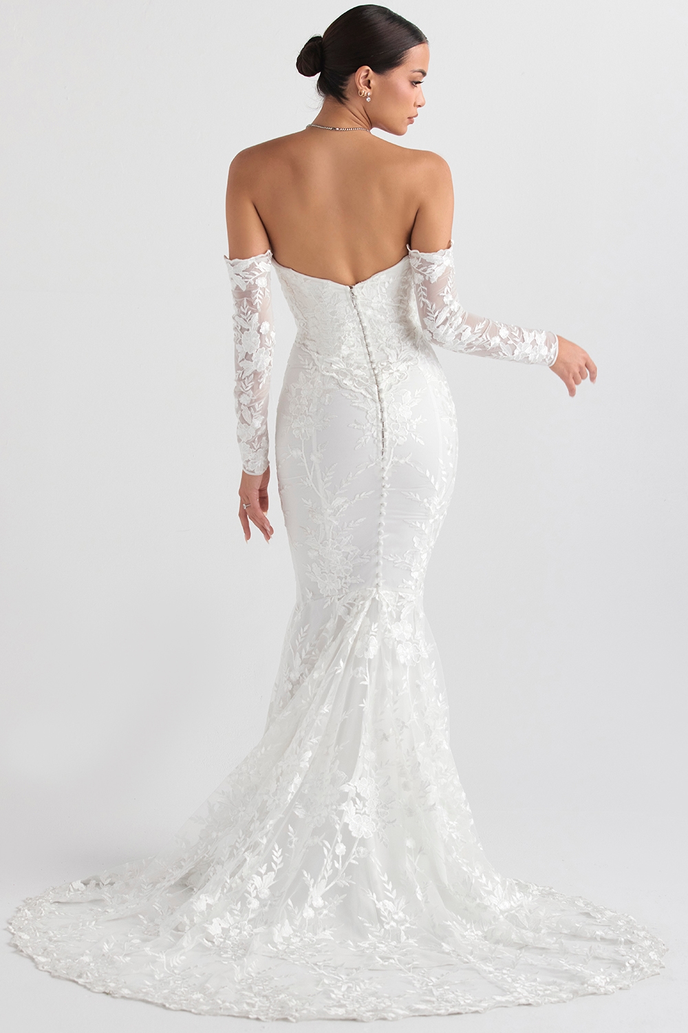 Isabelle  White Lace Long Sleeve Bridal Gown — image 12