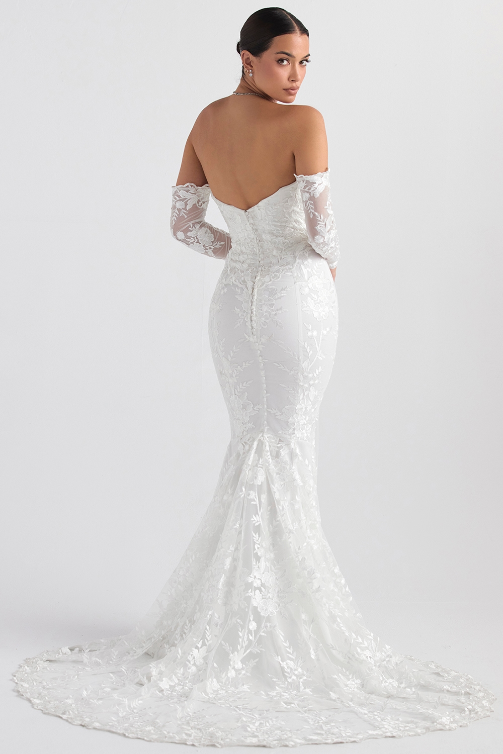 Isabelle  White Lace Long Sleeve Bridal Gown — image 13