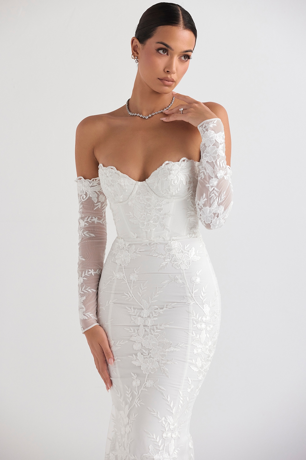 Isabelle  White Lace Long Sleeve Bridal Gown — image 7