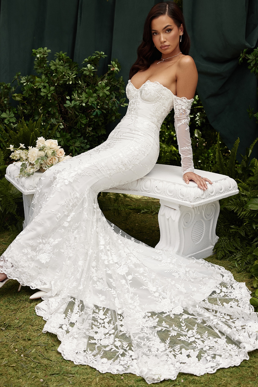 Isabelle  White Lace Long Sleeve Bridal Gown — image 15