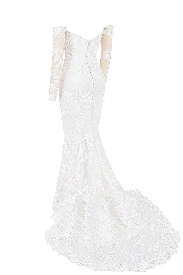 Isabelle  White Lace Long Sleeve Bridal Gown — image 21