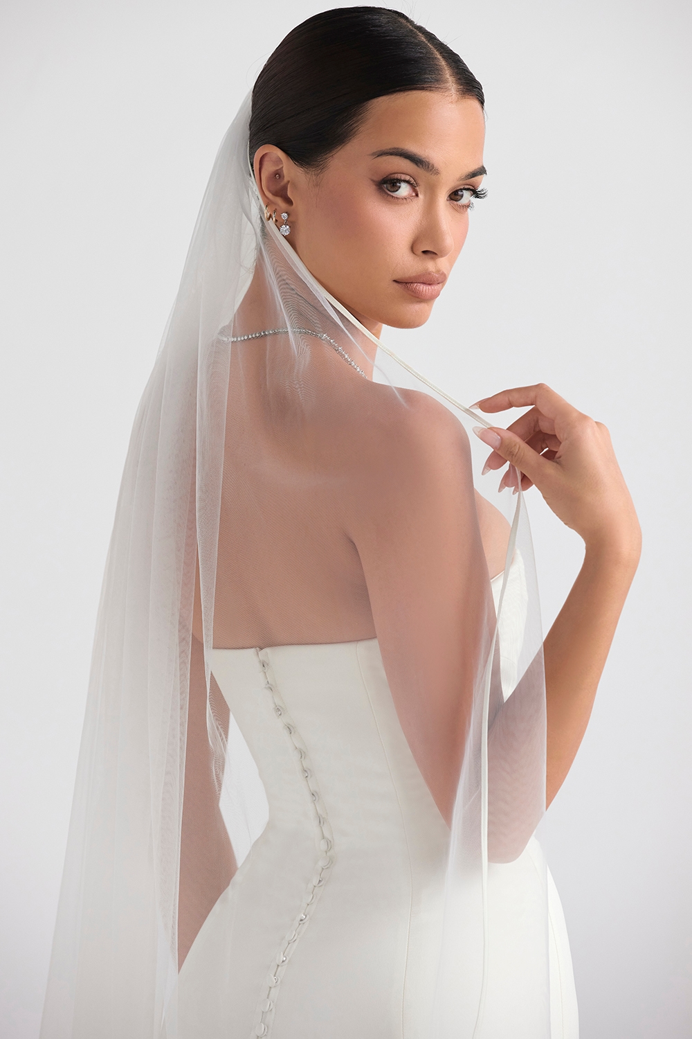Simone  White Soft Tulle Veil — image 13