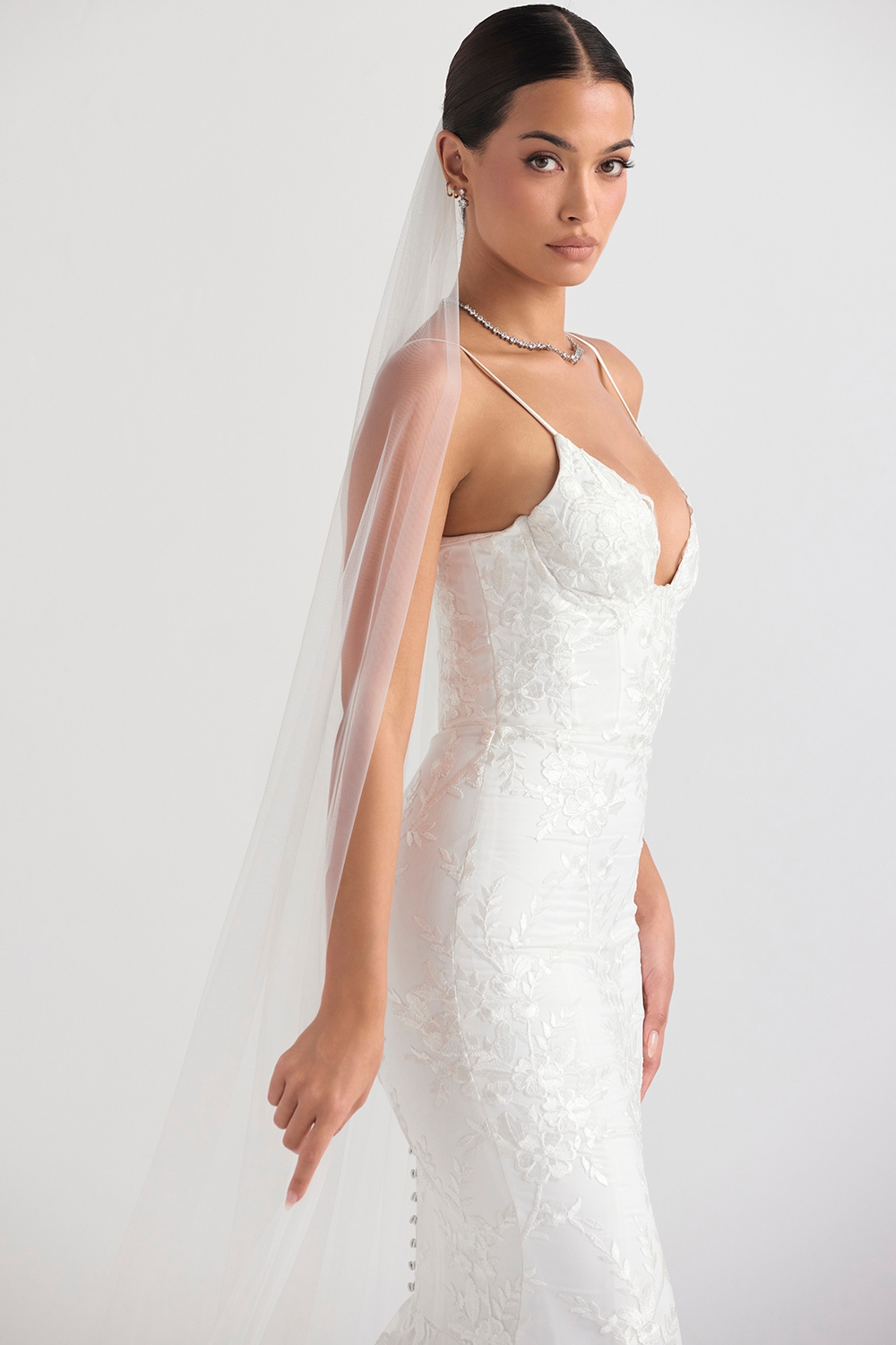 Leone  White Ultra Long Soft Tulle Veil — image 5