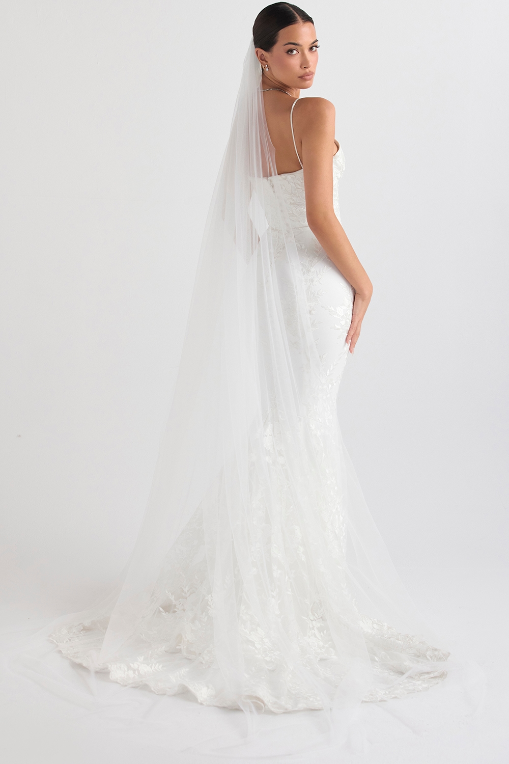 Leone  White Ultra Long Soft Tulle Veil — image 8