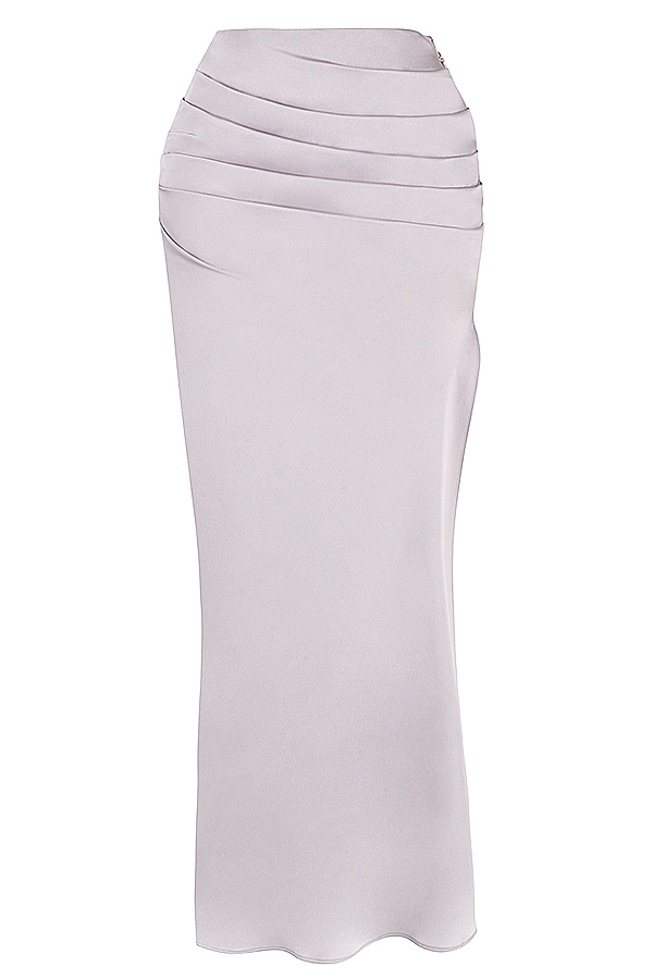 Jia  Grey Satin Gathered Maxi Skirt — image 11