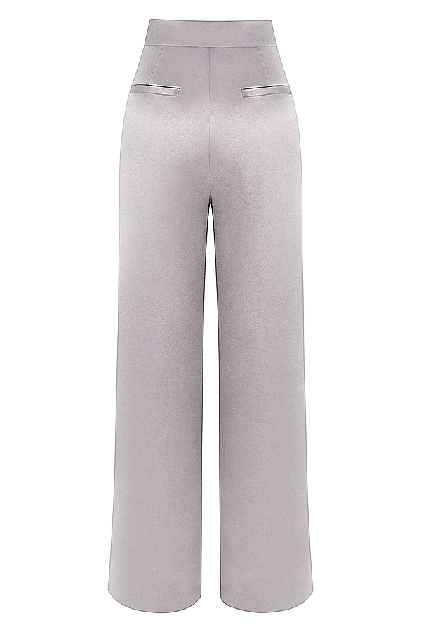Alivia  Grey Satin Trousers — image 12