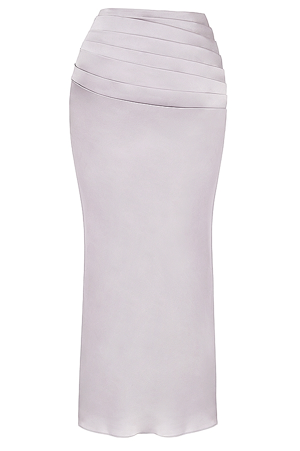Jia  Grey Satin Gathered Maxi Skirt — image 13