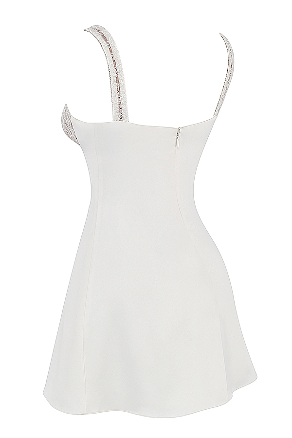 Cassandra  Ivory Satin and Lace Mini Dress — image 15
