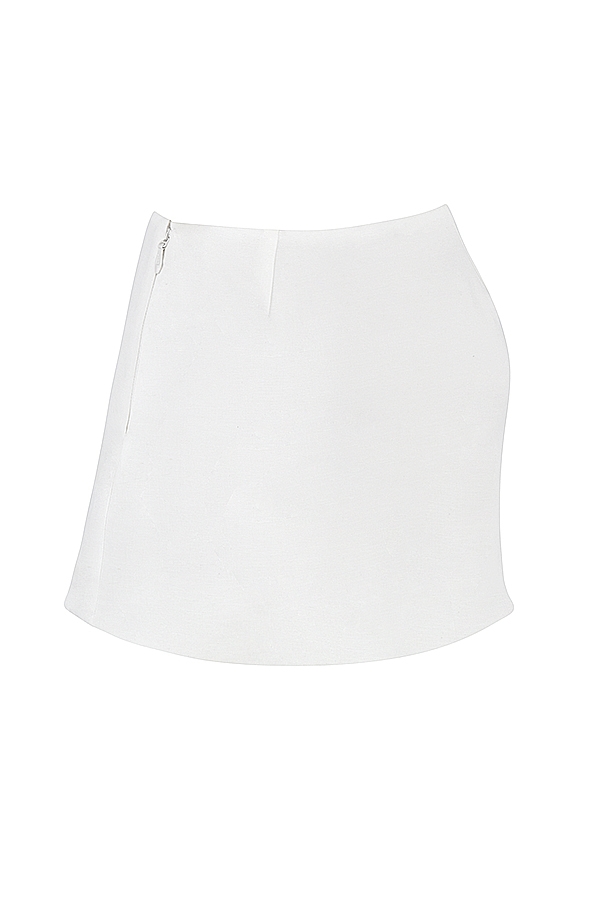 Mallie  White Linen A-Line Mini Skirt — image 14