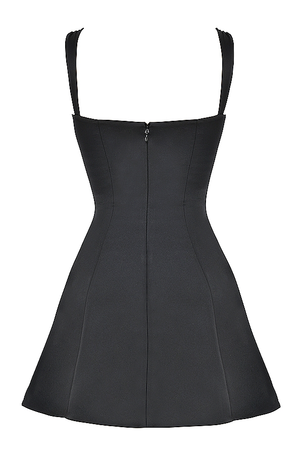 Adriana  Black Satin And Lace Mini Dress — image 16