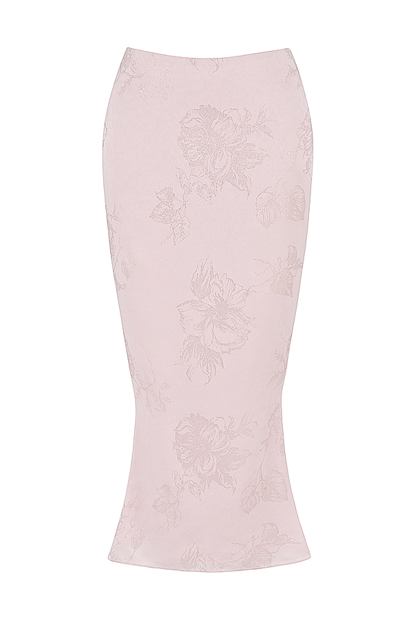 Luisette  Pink Metallic Floral Satin Midi Skirt — image 11