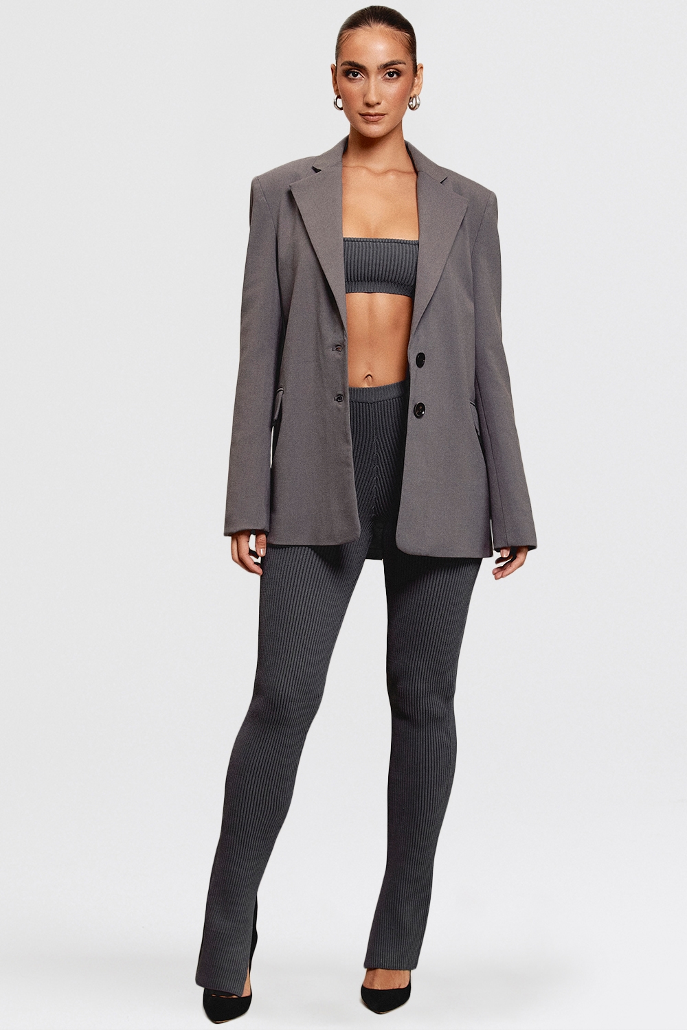 Aline  Dark Grey Oversized Blazer — image 3