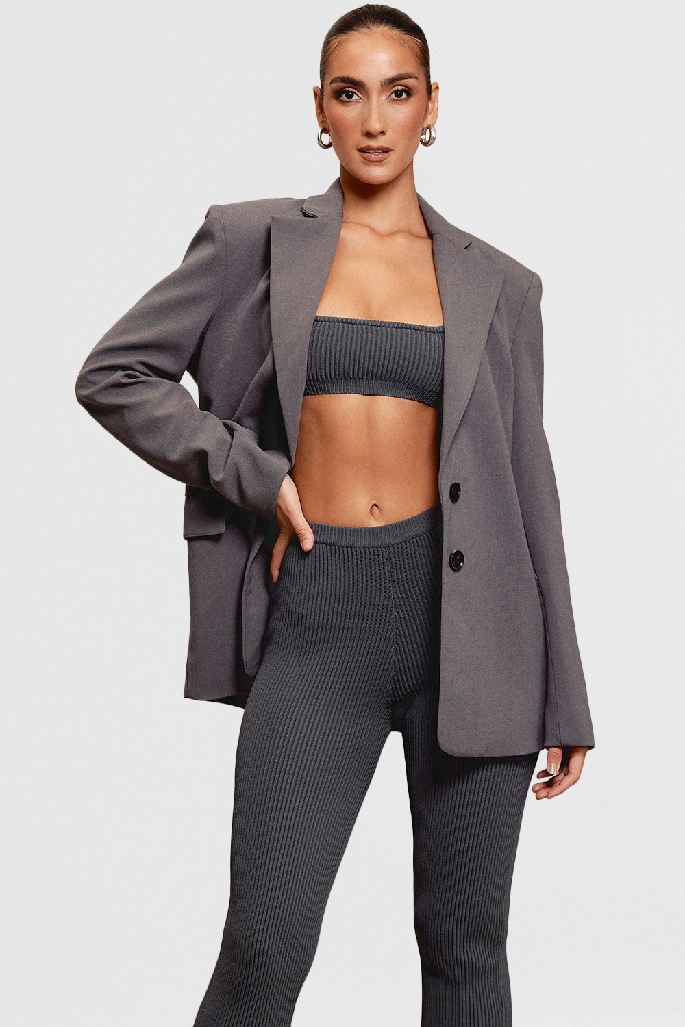 Aline  Dark Grey Oversized Blazer — image 1