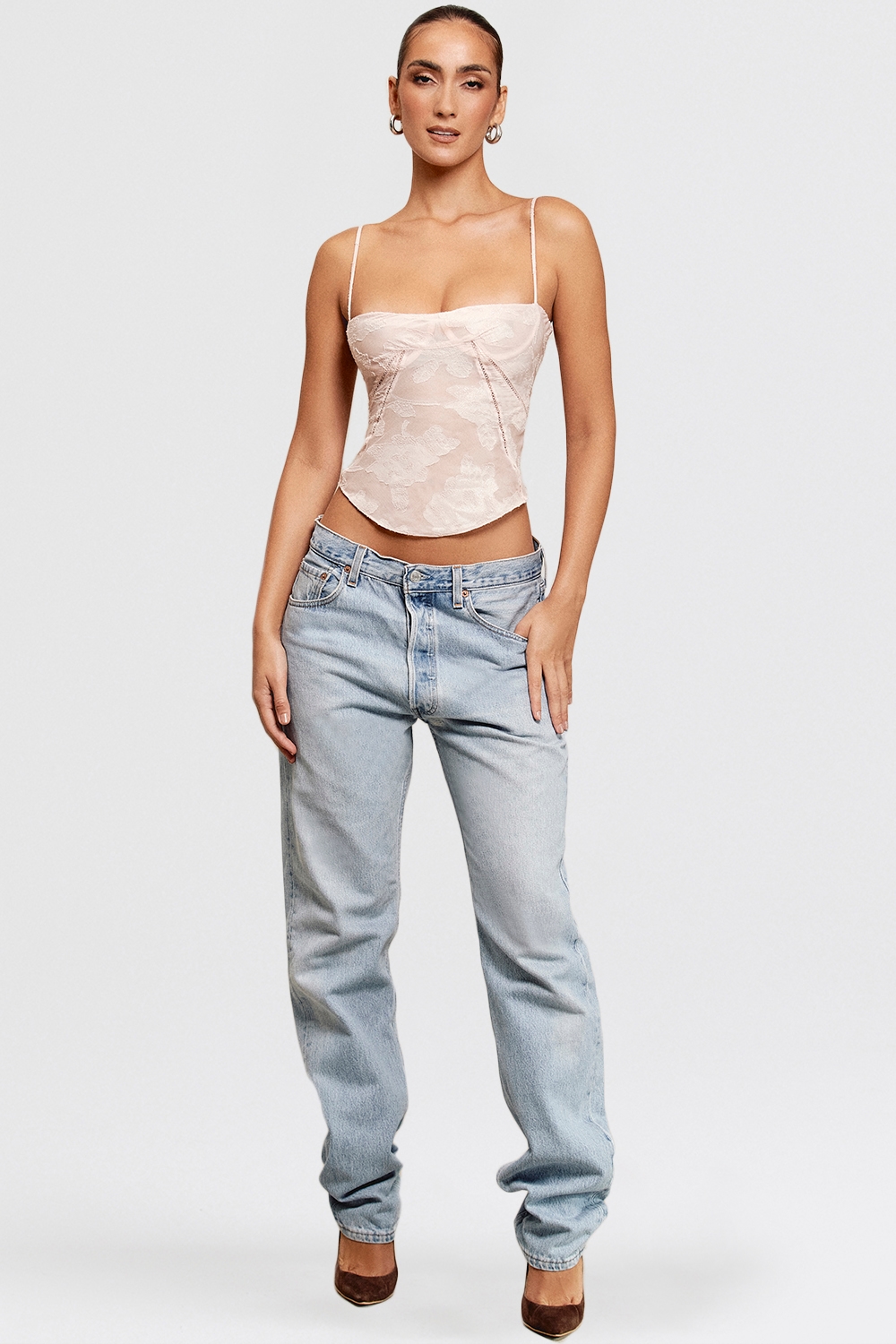 Lisette  Pink Floral Lace Camisole — image 3