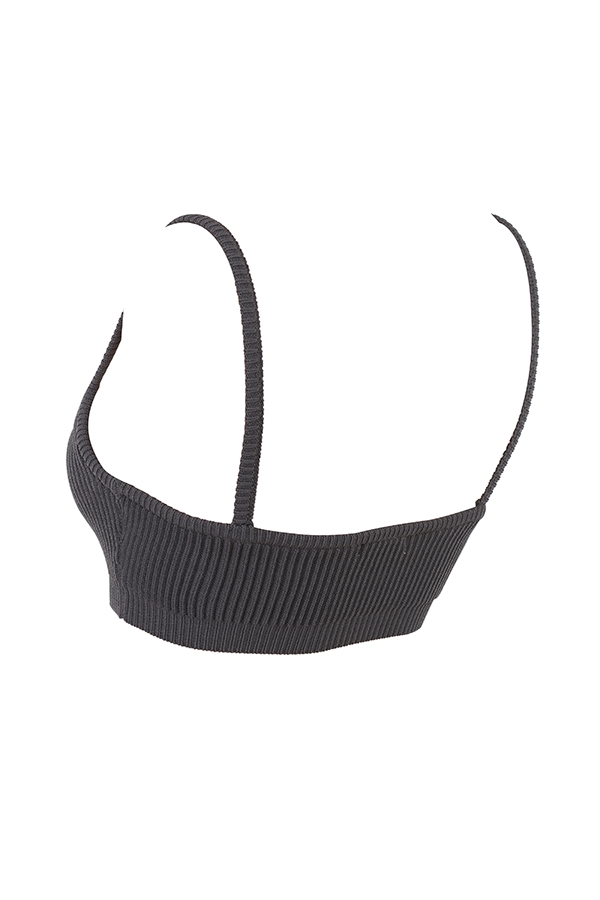 Mischa  Dark Grey Ribbed Knit Bralette — image 9