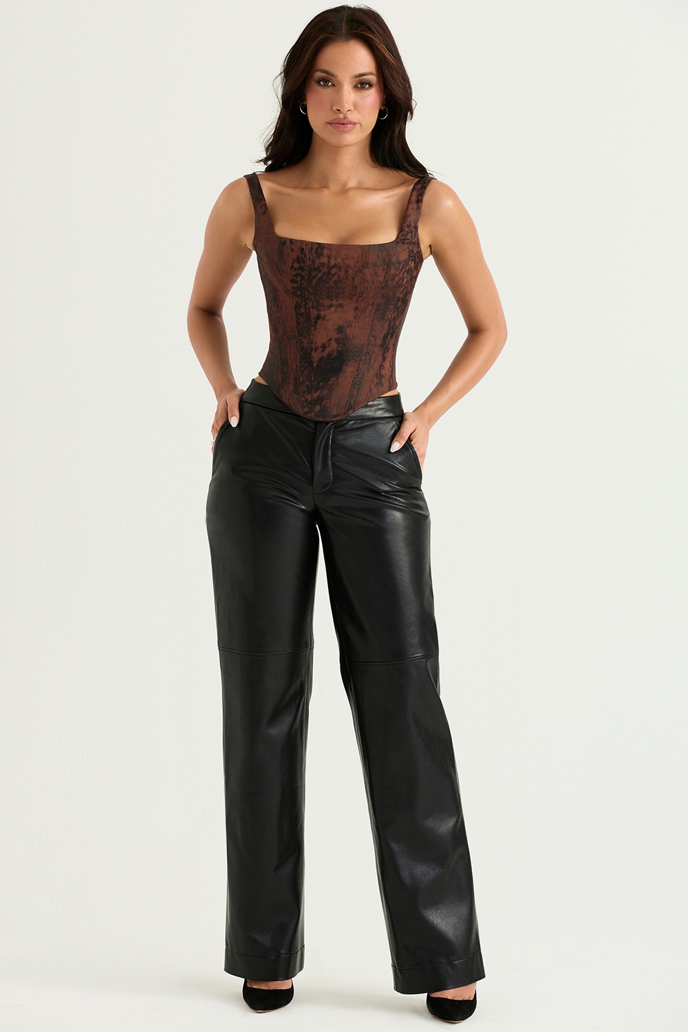 Rafa  Antique Copper Satin Longline Corset — image 3