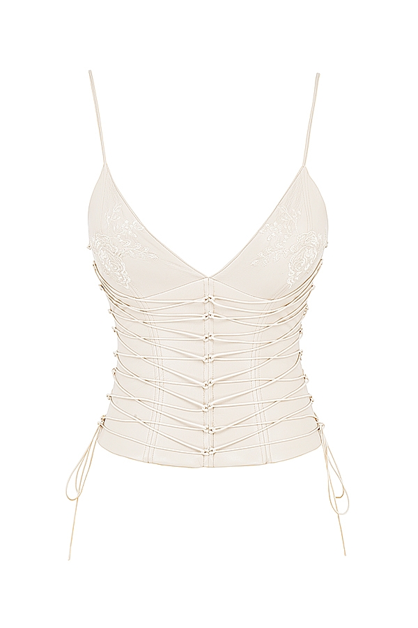 Antonella  Off White Vegan Leather Corset — image 9