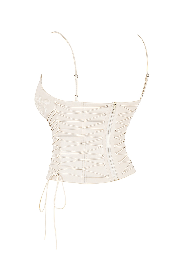 Antonella  Off White Vegan Leather Corset — image 10