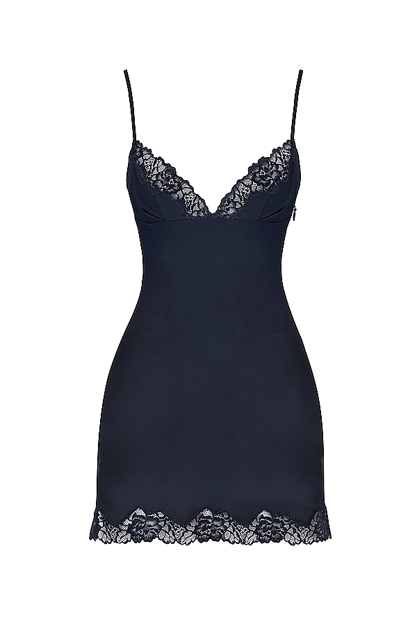 Soraya  Navy Satin Slip Dress — image 19