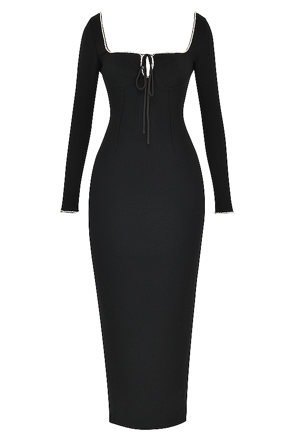 Rosa  Black Crystal Embellished Maxi Dress — image 14