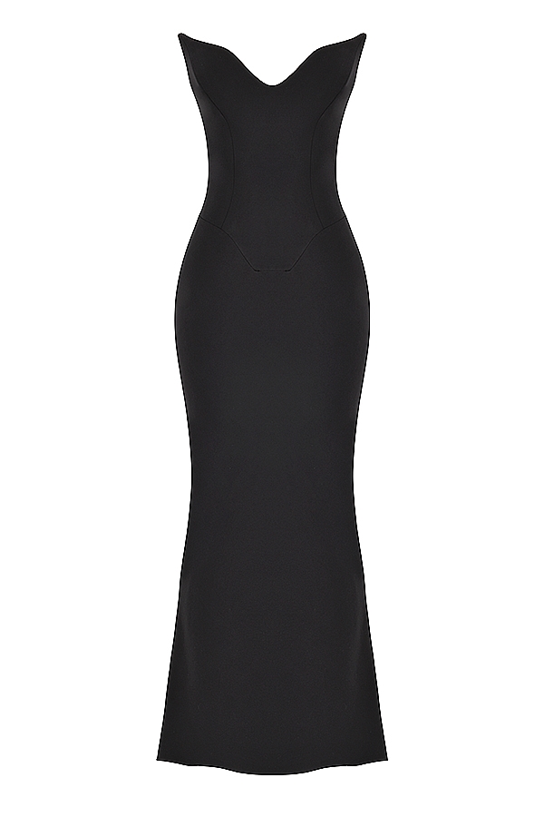 Sabine  Black Crepe Strapless Corset Dress — image 16