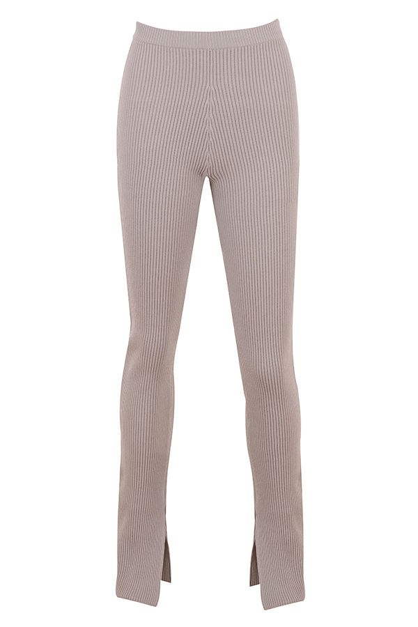 Mitzi  Taupe Ribbed Knit Leggings — image 12