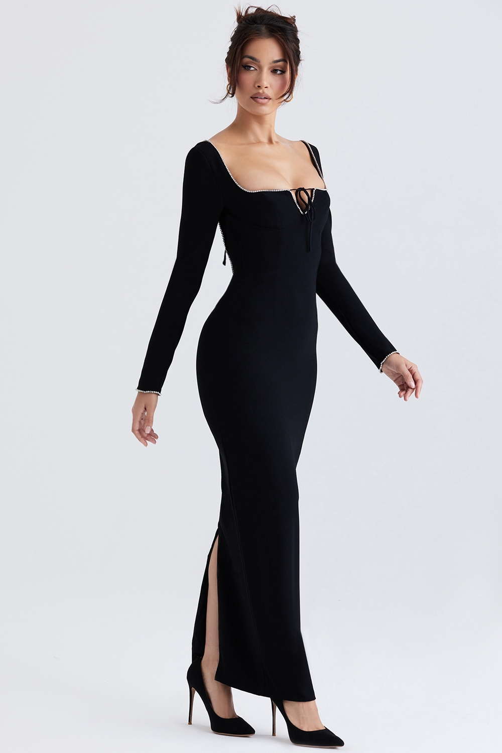 Rosa  Black Crystal Embellished Maxi Dress — image 10