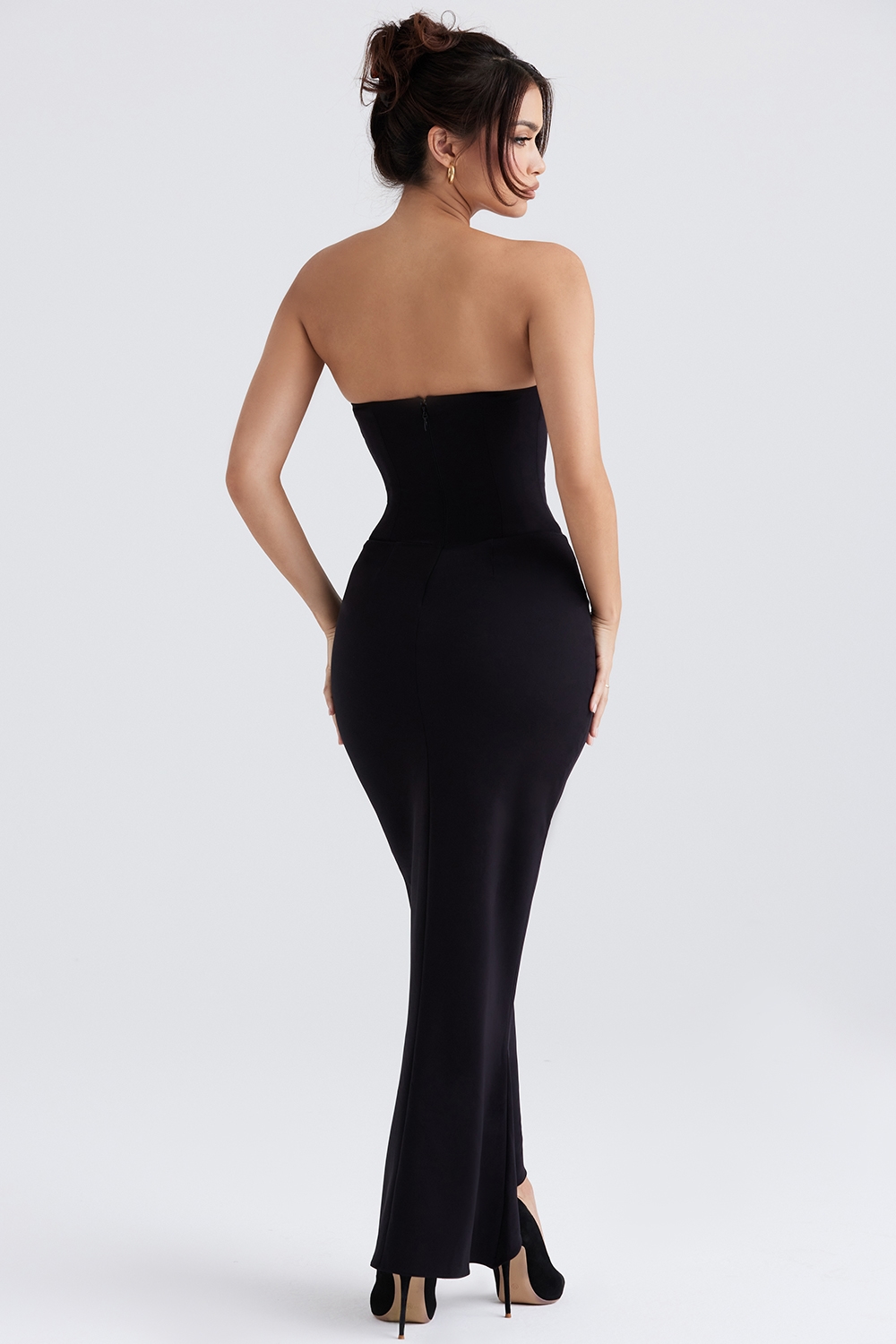 Sabine  Black Crepe Strapless Corset Dress — image 9