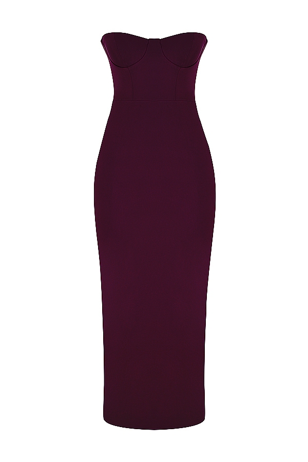 Lucia  Grape Strapless Corset Maxi Dress — image 8